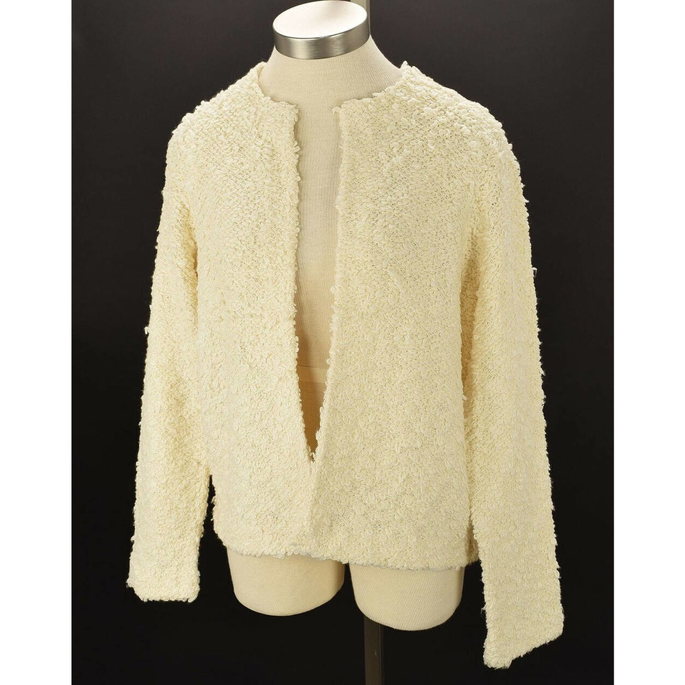 EILEEN FISHER Soft White Cotton Cardigan LARGE NWT